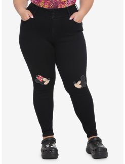 HUNIVERS Disney Valentine's Mickey Mouse & Minnie Mouse Kiss High-Waisted Jeggings Plus Size