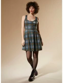 HUNIVERS Outlander Lace-Up Tartan Plaid Dress -transcendentactive shop 16714674 av1