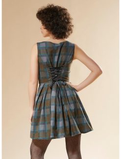 HUNIVERS Outlander Lace-Up Tartan Plaid Dress -transcendentactive shop 16714674 av2