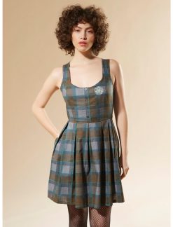 HUNIVERS Outlander Lace-Up Tartan Plaid Dress
