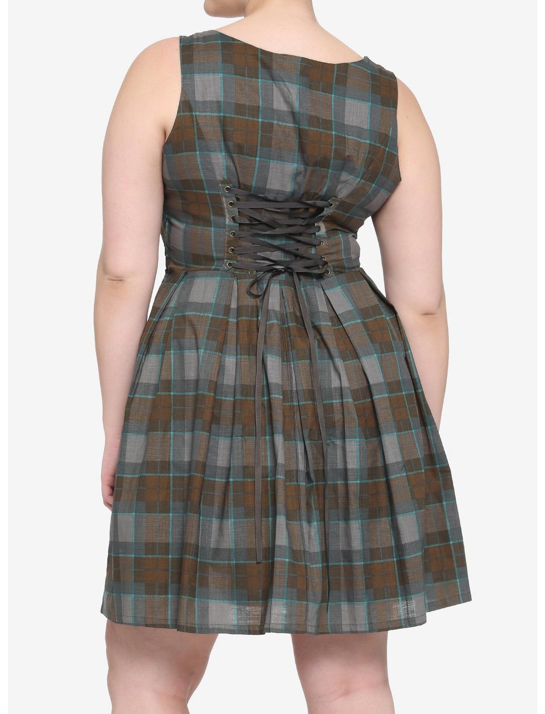 Outlander Lace-Up Tartan Plaid Dress Plus Size HUNIVERS Outlander Lace-Up Tartan Plaid Dress Plus Size -transcendentactive shop 16714682 av2
