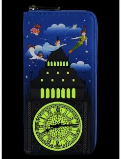 LNGEFLY Loungefly Disney Peter Pan Clock Glow-In-The-Dark Zipper Wallet
