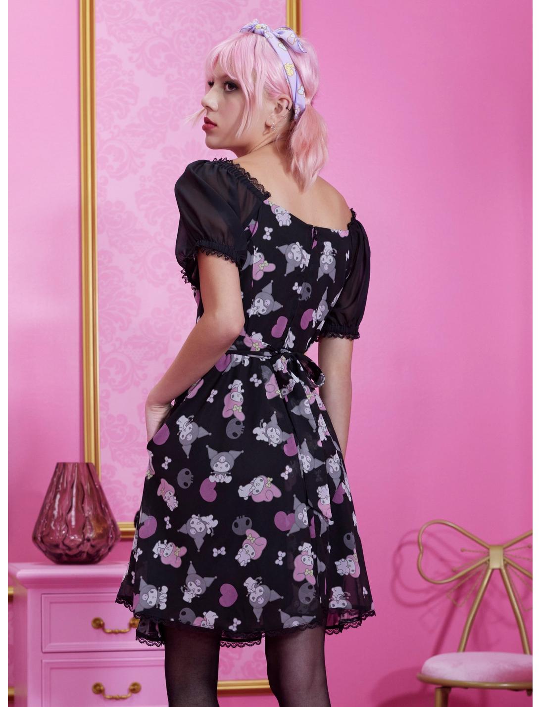 My Melody & Kuromi Lace-Up Chiffon Dress HUNIVERS My Melody & Kuromi Lace-Up Chiffon Dress -transcendentactive shop 16784550 av2
