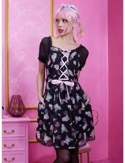 HUNIVERS My Melody & Kuromi Lace-Up Chiffon Dress