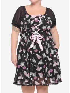 HUNIVERS My Melody & Kuromi Lace-Up Chiffon Dress Plus Size