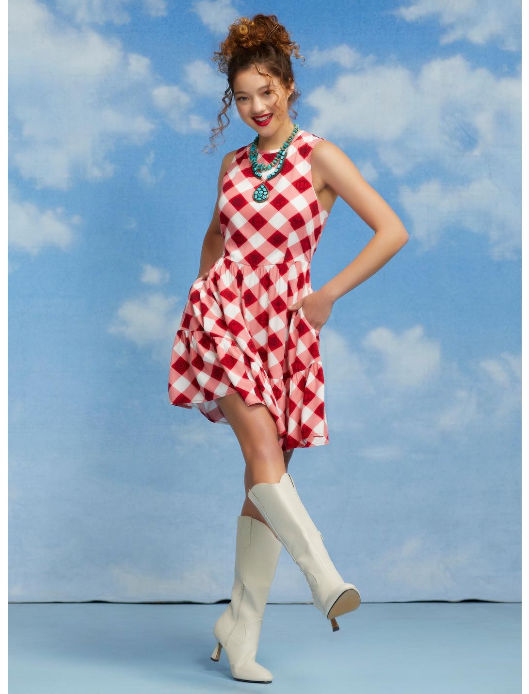 Her Universe Marvel Avengers Icons Gingham Tiered Dress HUNIVERS Her Universe Marvel Avengers Icons Gingham Tiered Dress -transcendentactive shop 16898213 av1