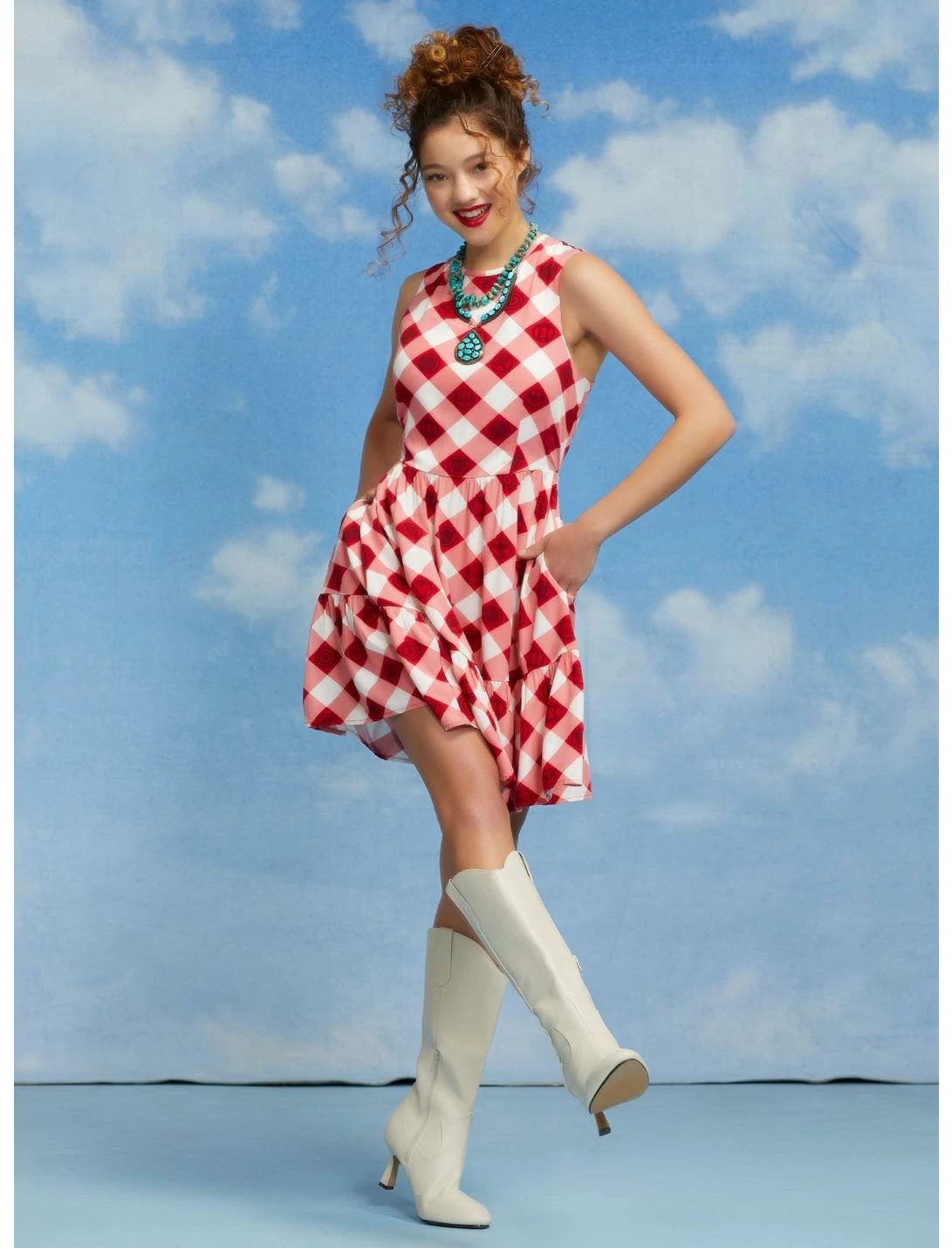 HUNIVERS Her Universe Marvel Avengers Icons Gingham Tiered Dress 4 HUNIVERS Her Universe Marvel Avengers Icons Gingham Tiered Dress - Image 2