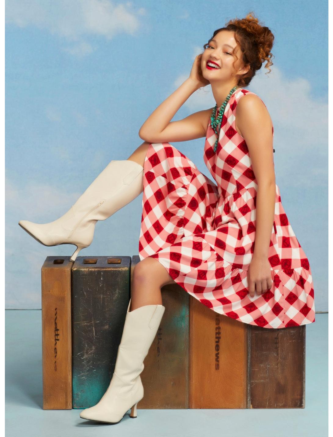 Her Universe Marvel Avengers Icons Gingham Tiered Dress HUNIVERS Her Universe Marvel Avengers Icons Gingham Tiered Dress -transcendentactive shop 16898213 av3