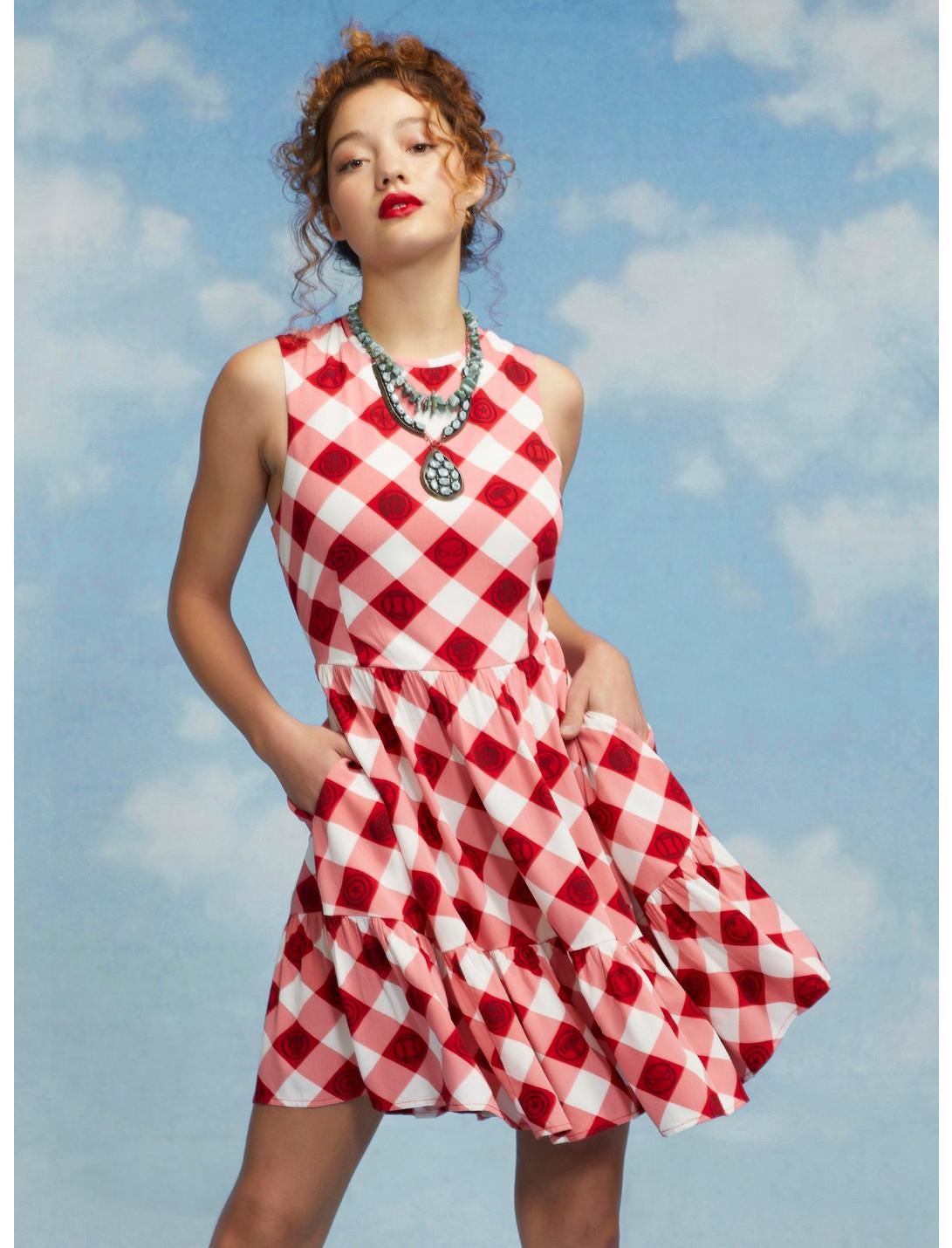 Her Universe Marvel Avengers Icons Gingham Tiered Dress HUNIVERS Her Universe Marvel Avengers Icons Gingham Tiered Dress -transcendentactive shop 16898213 hi