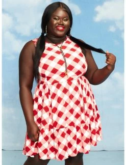 HUNIVERS Her Universe Marvel Avengers Icons Gingham Tiered Dress Plus Size -transcendentactive shop 16898244 av1