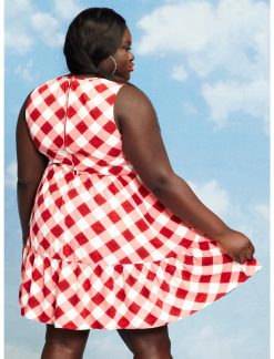 HUNIVERS Her Universe Marvel Avengers Icons Gingham Tiered Dress Plus Size -transcendentactive shop 16898244 av2