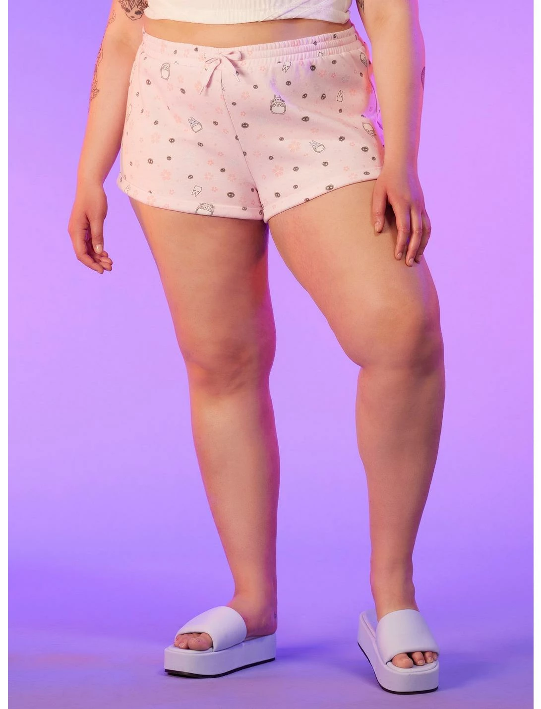 HUNIVERS Studio Ghibli My Neighbor Totoro Cherry Blossom Lounge Shorts Plus Size 3 HUNIVERS Studio Ghibli My Neighbor Totoro Cherry Blossom Lounge Shorts Plus Size