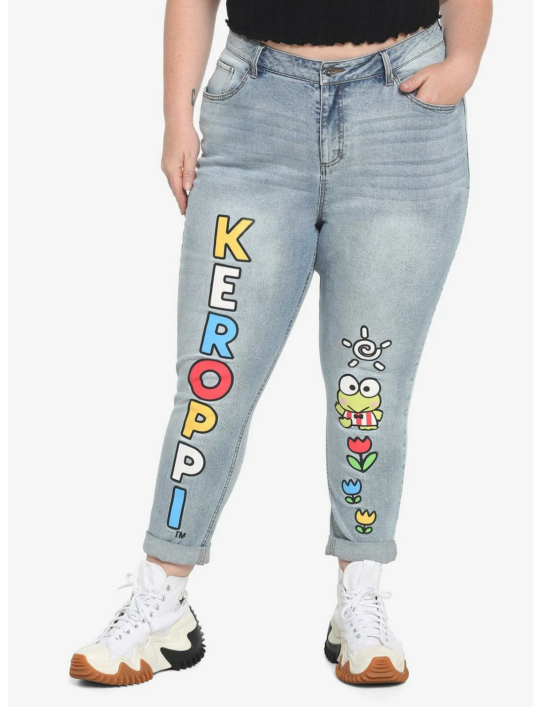 HUNIVERS Keroppi Name Mom Jeans Plus Size 3 HUNIVERS Keroppi Name Mom Jeans Plus Size