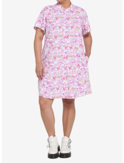 HUNIVERS Hello Kitty And Friends Pastel Collage Button-Up Dress Plus Size -transcendentactive shop 17604622 av1