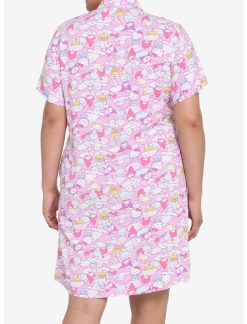 HUNIVERS Hello Kitty And Friends Pastel Collage Button-Up Dress Plus Size -transcendentactive shop 17604622 av2