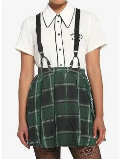HUNIVERS Harry Potter Slytherin Pleated Suspender Skirt
