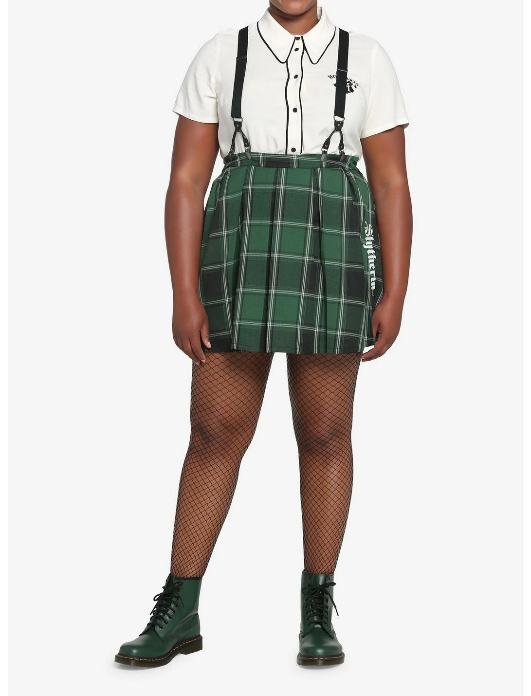 HUNIVERS Harry Potter Slytherin Pleated Suspender Skirt Plus Size 5 HUNIVERS Harry Potter Slytherin Pleated Suspender Skirt Plus Size - Image 3