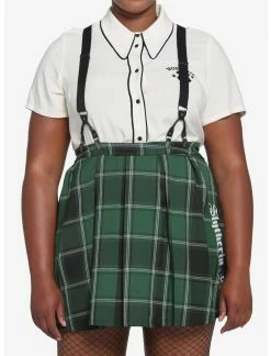 HUNIVERS Harry Potter Slytherin Pleated Suspender Skirt Plus Size