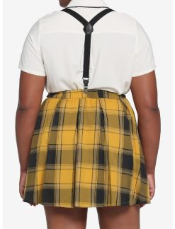 HUNIVERS Harry Potter Hufflepuff Pleated Suspender Skirt Plus Size -transcendentactive shop 17753513 av3