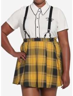 HUNIVERS Harry Potter Hufflepuff Pleated Suspender Skirt Plus Size
