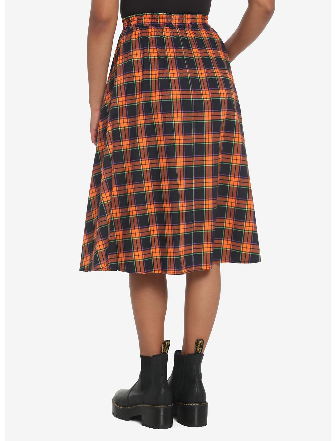 Orange & Black Plaid Retro Midi Skirt HUNIVERS Orange & Black Plaid Retro Midi Skirt -transcendentactive shop 17944455 av1