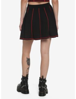 HUNIVERS Black & Red Contrast Stitch Skirt -transcendentactive shop 17944470 av2