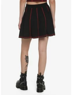 HUNIVERS Black & Red Contrast Stitch Skirt -transcendentactive shop 17944470 av2