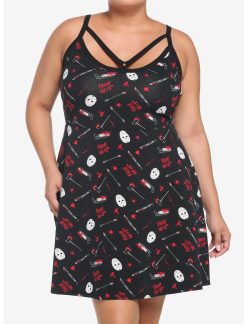 HUNIVERS Friday The 13th Jason Bloody Weapons Strappy Dress Plus Size