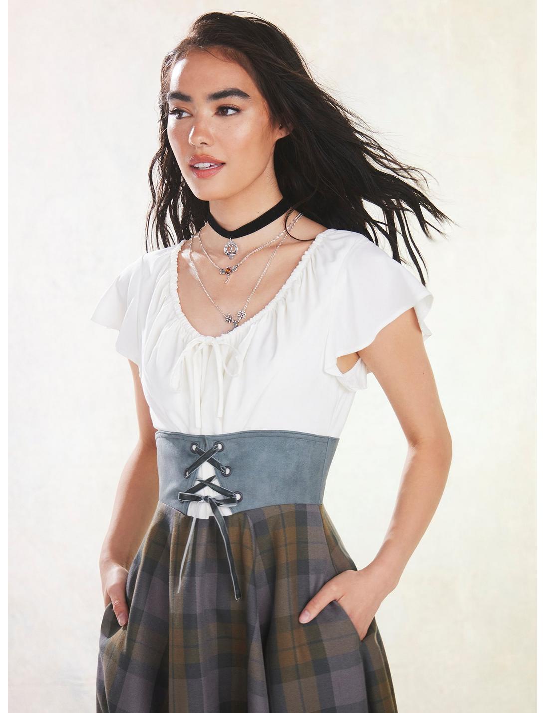 Her Universe Outlander Tartan Lace-Up Hi-Low Dress HUNIVERS Her Universe Outlander Tartan Lace-Up Hi-Low Dress -transcendentactive shop 18099204 av3