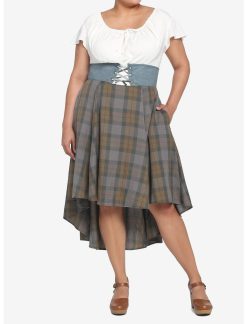 HUNIVERS Her Universe Outlander Tartan Lace-Up Hi-Low Dress Plus Size -transcendentactive shop 18099912 av1