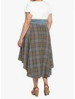 HUNIVERS Her Universe Outlander Tartan Lace-Up Hi-Low Dress Plus Size -transcendentactive shop 18099912 av2