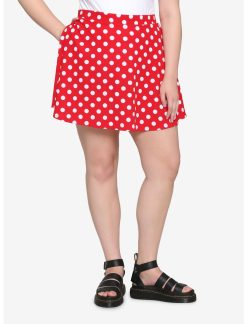 HUNIVERS Red & White Polka Dot Skirt Plus Size