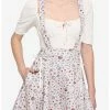 HUNIVERS Ivory Cottagecore Lace-Up Suspender Skirt