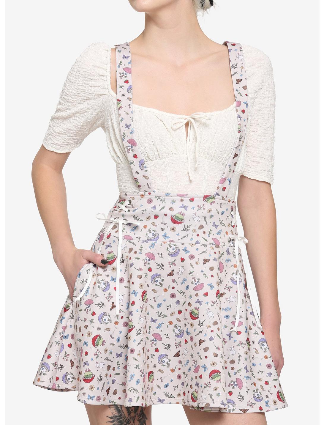 Ivory Cottagecore Lace-Up Suspender Skirt HUNIVERS Ivory Cottagecore Lace-Up Suspender Skirt -transcendentactive shop 18125535 hi