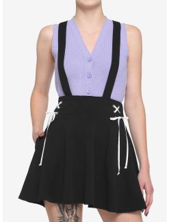 HUNIVERS Black & White Lace-Up Suspender Skirt