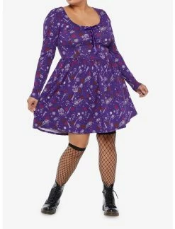HUNIVERS Her Universe Disney Hocus Pocus Icon Lace-Up Dress Plus Size -transcendentactive shop 18127216 av1