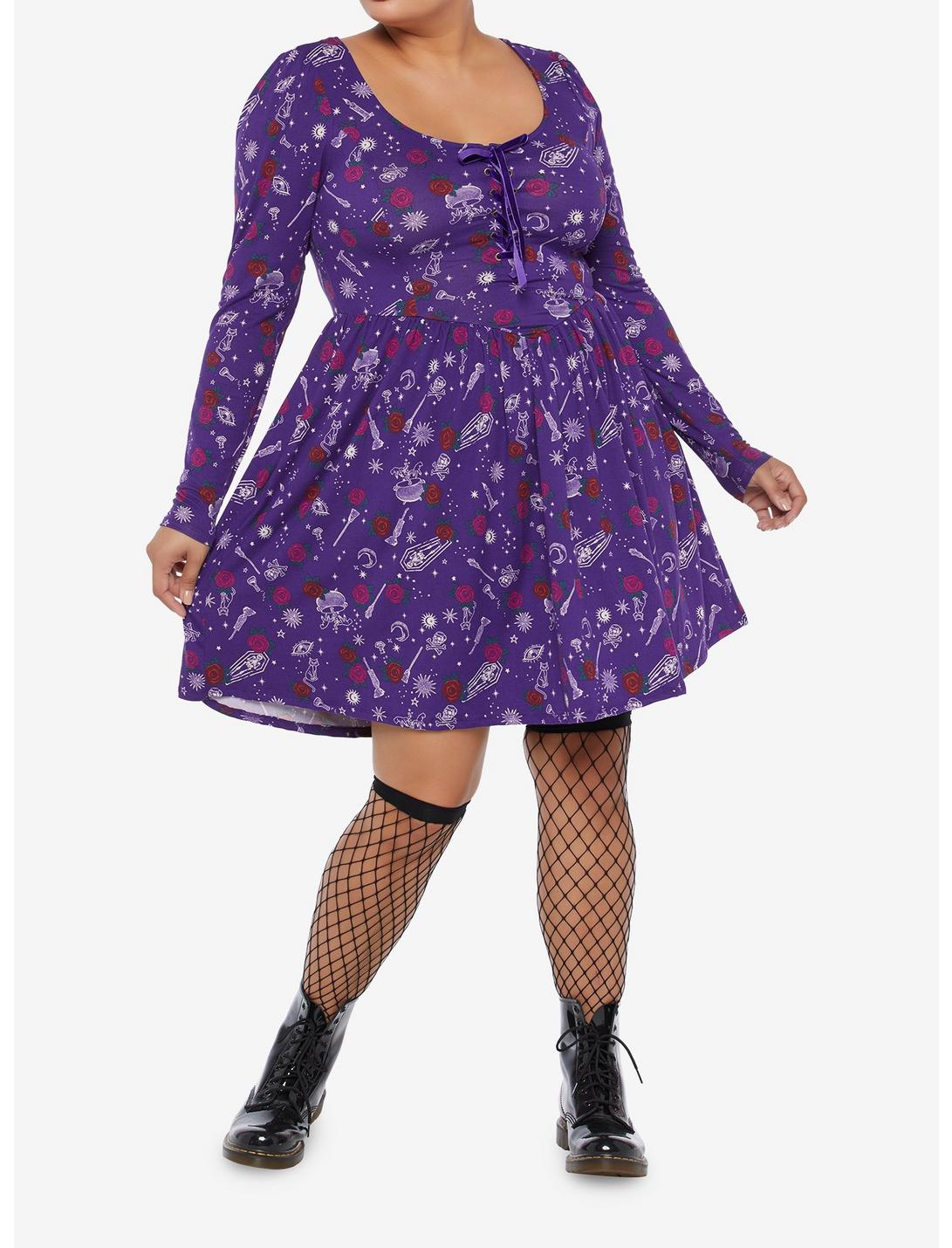 Her Universe Disney Hocus Pocus Icon Lace-Up Dress Plus Size HUNIVERS Her Universe Disney Hocus Pocus Icon Lace-Up Dress Plus Size -transcendentactive shop 18127216 av1