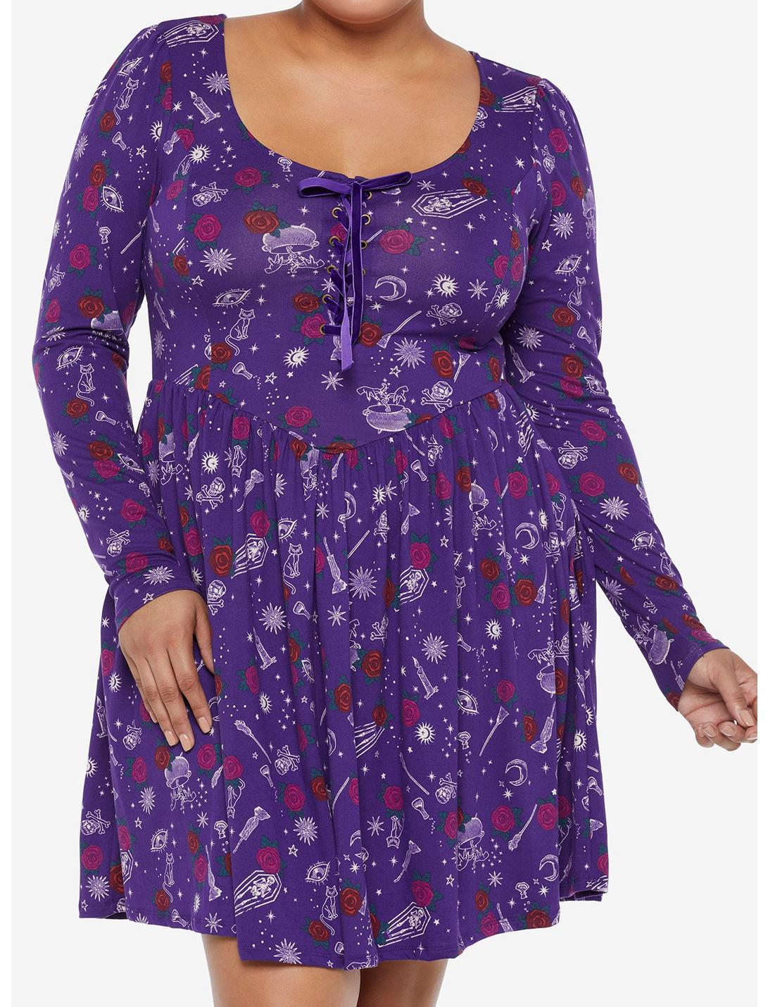 Her Universe Disney Hocus Pocus Icon Lace-Up Dress Plus Size HUNIVERS Her Universe Disney Hocus Pocus Icon Lace-Up Dress Plus Size -transcendentactive shop 18127216 hi