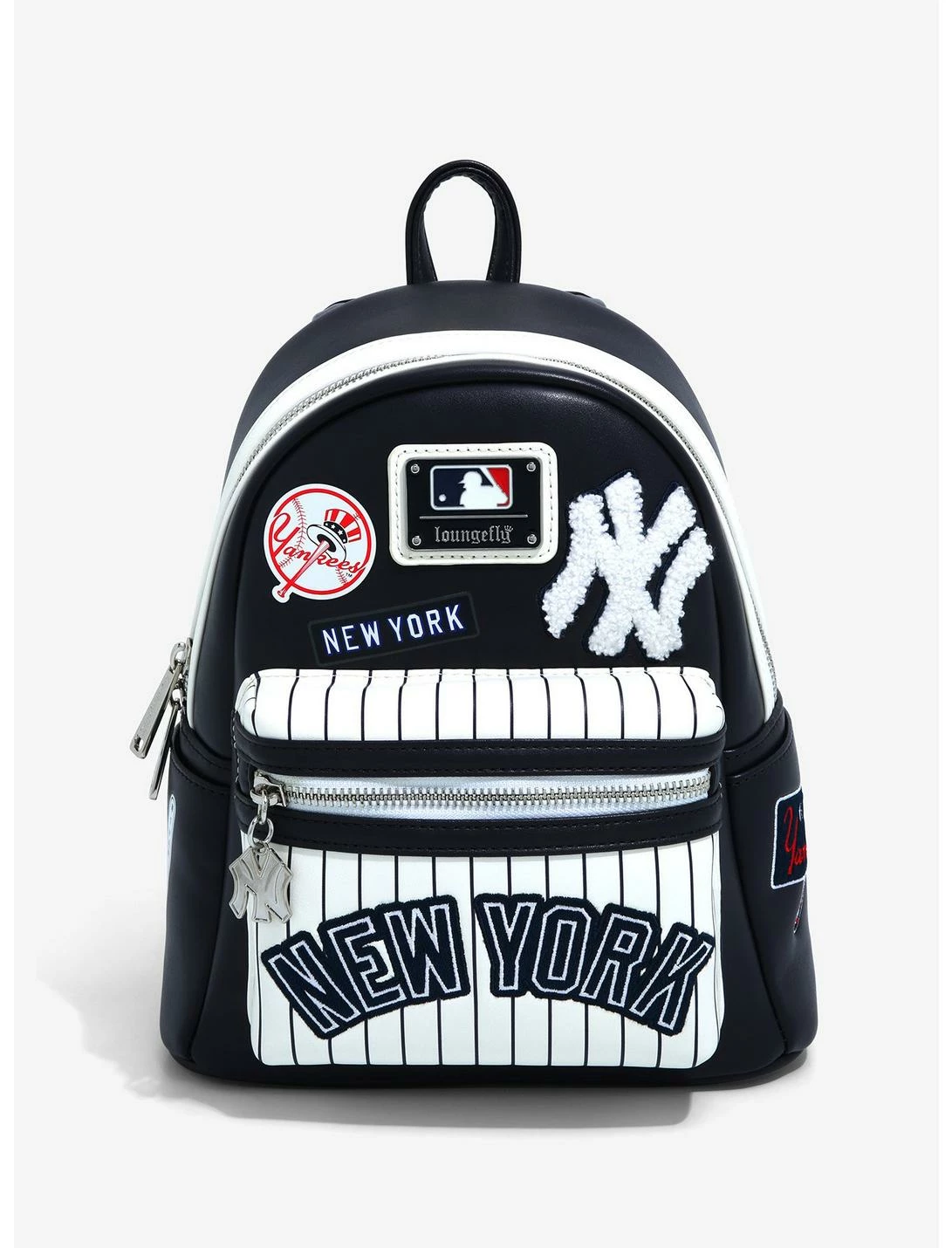 LOUNGFLY Loungefly MLB NY Yankees Patches Mini Backpack 3 LOUNGFLY Loungefly MLB NY Yankees Patches Mini Backpack