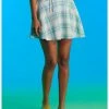 HUNIVERS Blue & White Plaid Double Lace-Up Skirt -transcendentactive shop 18257453 hi