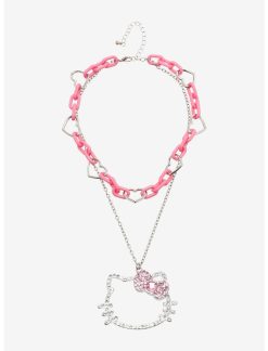 HUNIVERS Hello Kitty Bling Pendant Chunky Chain Necklace