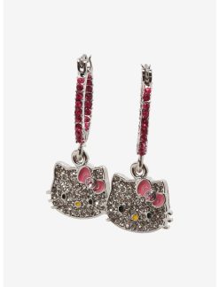 HUNIVERS Hello Kitty Bling Hoop Drop Earrings