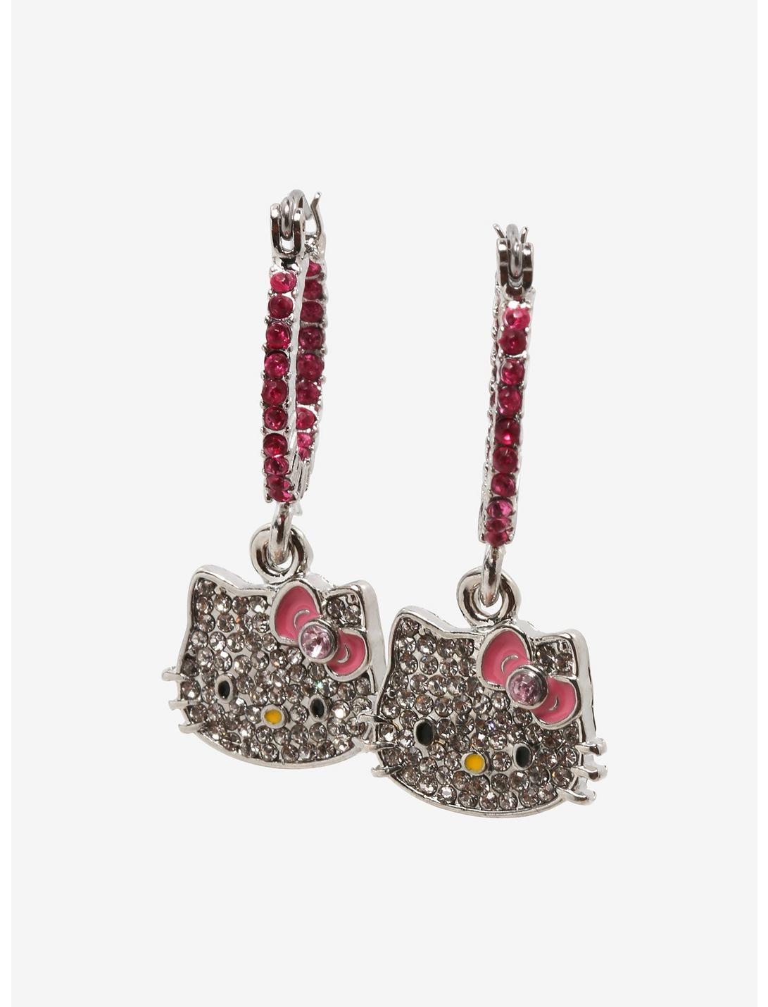Hello Kitty Bling Hoop Drop Earrings HUNIVERS Hello Kitty Bling Hoop Drop Earrings -transcendentactive shop 18257519 hi