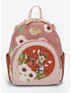 HUNIVERS Disney Bambi Thumper & Bambi Watercolor Circle Portrait Convertible Mini Backpack