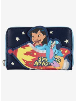 LNGEFLY Loungefly Disney Lilo & Stitch Rocket Ship Glow-In-The-Dark Zipper Wallet