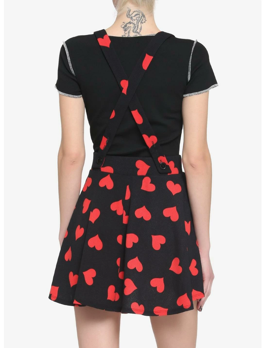 HUNIVERS Red Hearts Black Suspender Skirt 5 HUNIVERS Red Hearts Black Suspender Skirt - Image 3