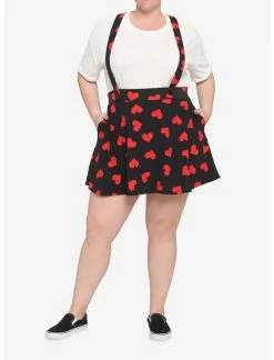 HUNIVERS Red Hearts Black Suspender Skirt Plus Size -transcendentactive shop 18532234 av1