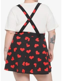 HUNIVERS Red Hearts Black Suspender Skirt Plus Size -transcendentactive shop 18532234 av2