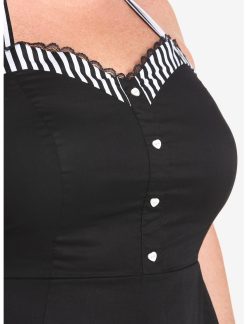 HUNIVERS Black & White Stripe Retro Halter Dress Plus Size -transcendentactive shop 18568404 av3