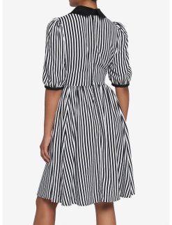 HUNIVERS Black & White Stripe Bow Retro Dress -transcendentactive shop 18568411 av2